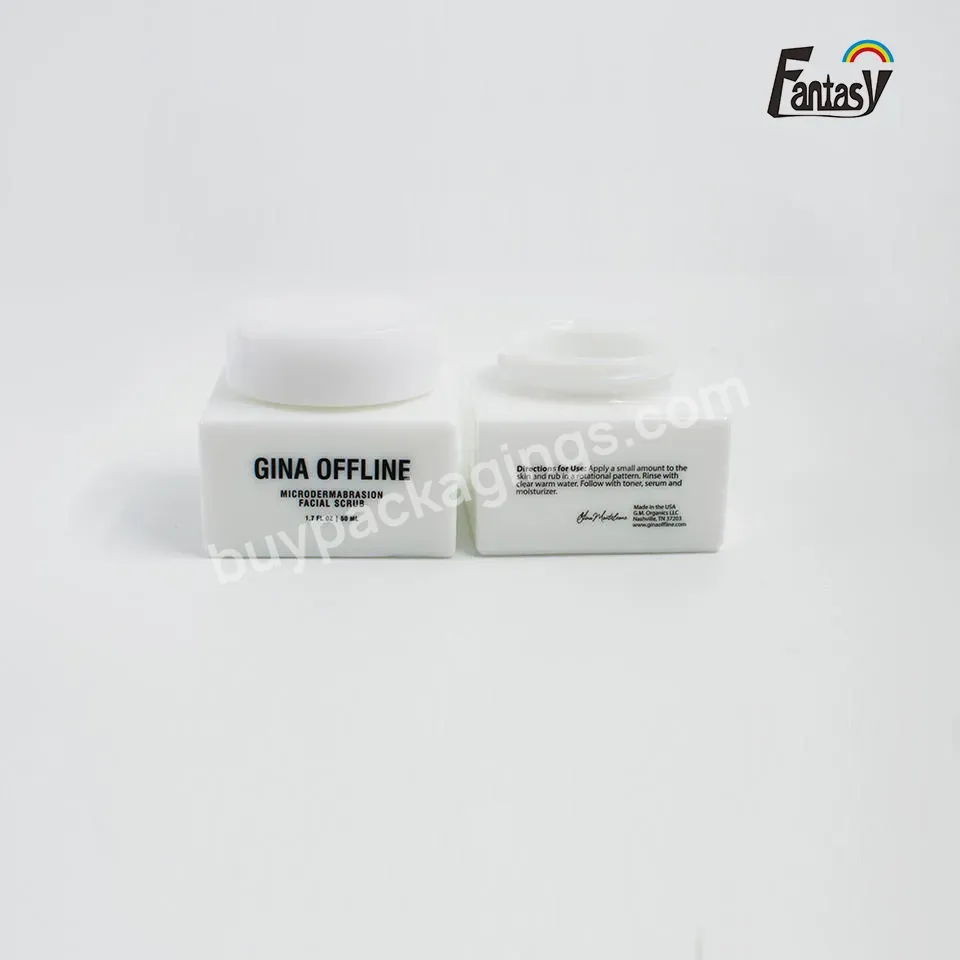 Empty Round Cosmetic 50g White Glass Cream Jar With Screw Bamboo Lids