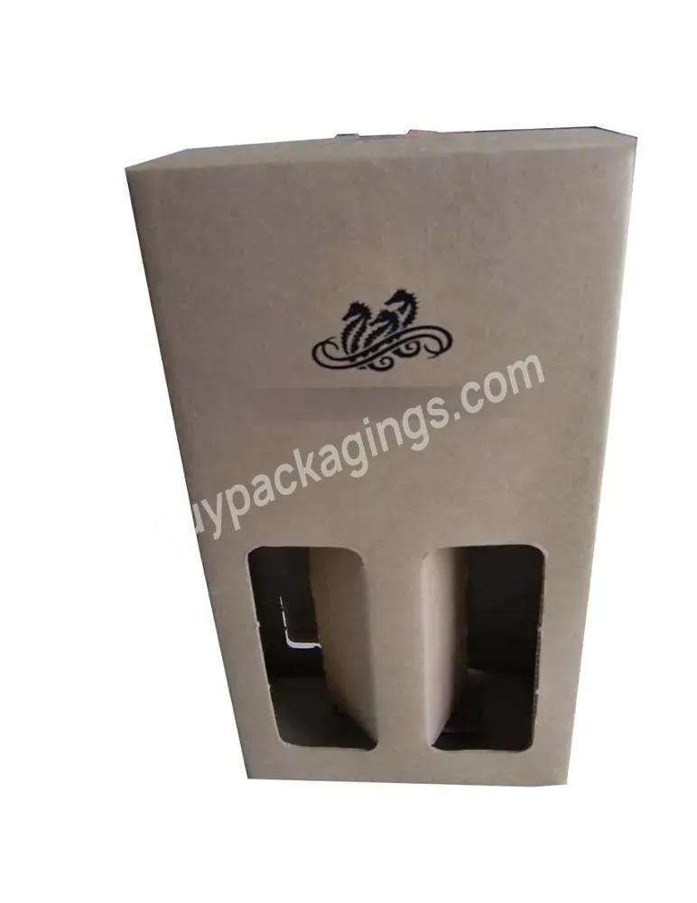 Environmental Brown Kraft Paper Wine Boxes Cheap Corrugated Wine Box Wine Glass Packaging Box