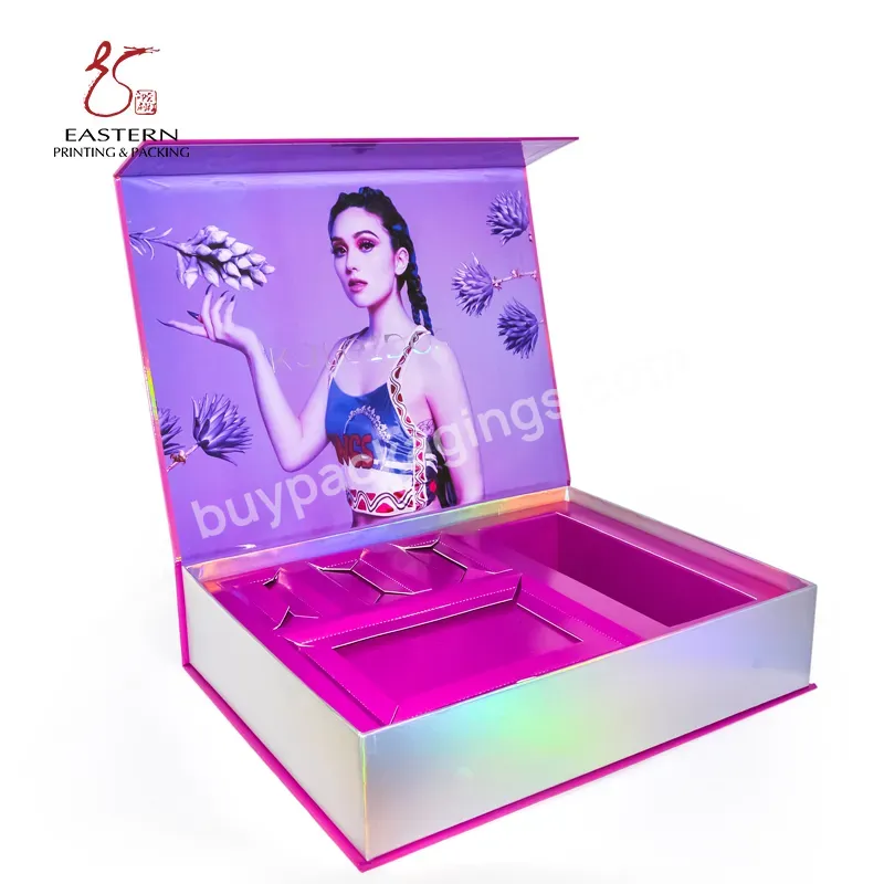 Exquisite Shiny Laser Magnetic Gift Box Packaging Eyelash Lip Gloss Cosmetics Bracelet Jewelry Gift Paper Box With Custom Logo