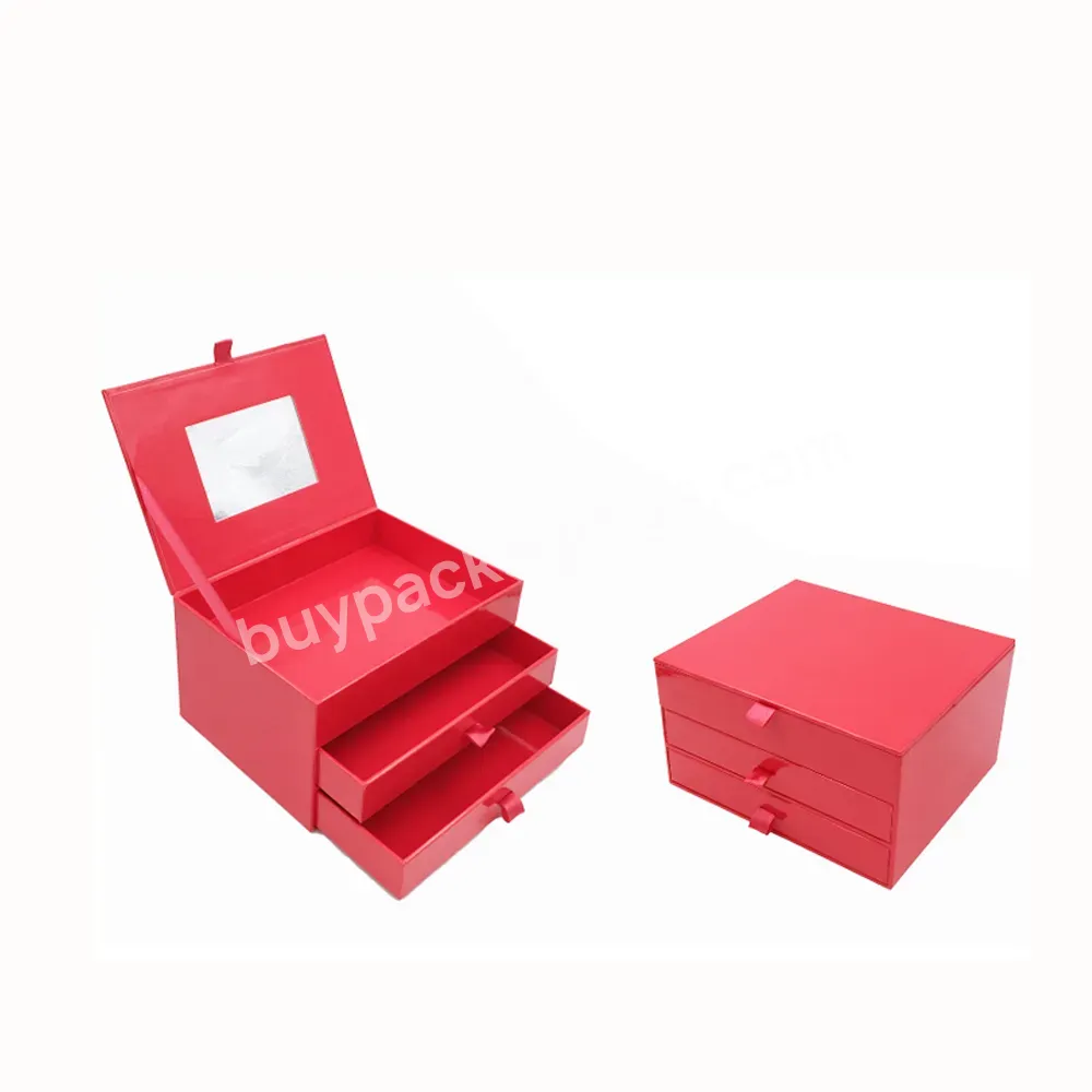 Factory 2 Drawer Design Box With Pull Ribbon Gift Custom Box Packaging Window