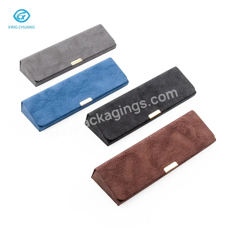 Factory Custom Logo High Quality Leather Handmade Glasses Upgraded Flocking Lining Eyeglasses Case