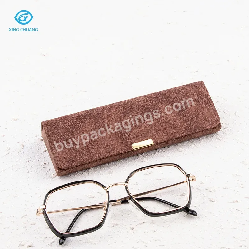 Factory Custom Logo High Quality Leather Handmade Glasses Upgraded Flocking Lining Eyeglasses Case