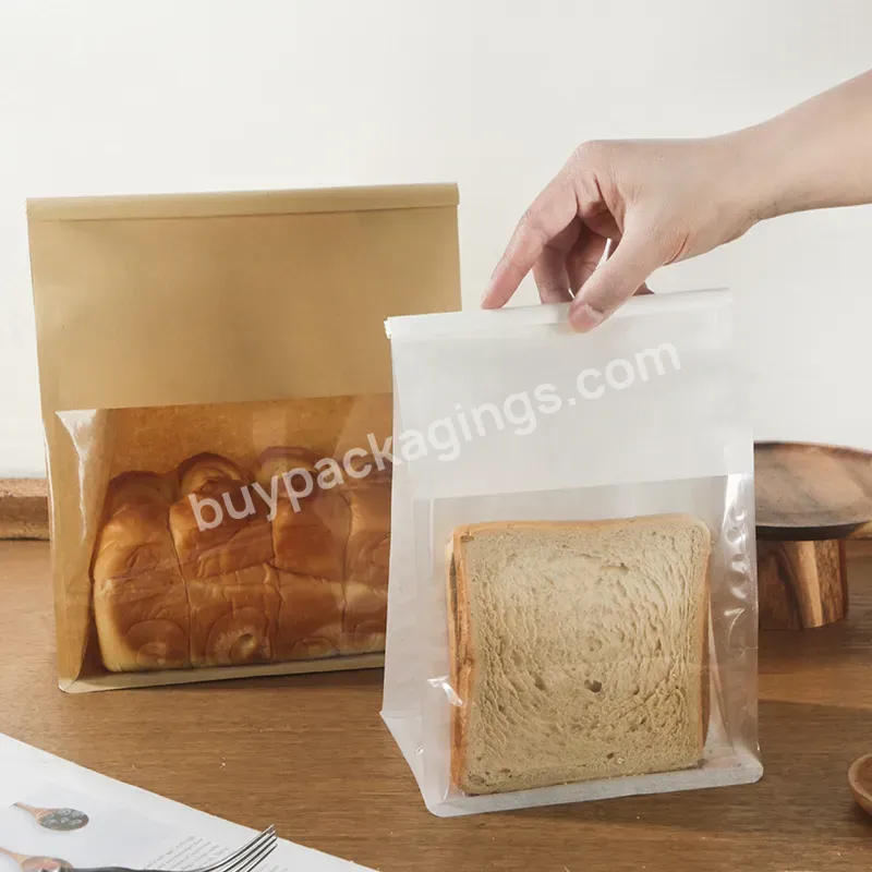 Factory Custom Printed Bread Paper Bag Take-out Paper Bag Transparent Window Toast Bread Bakery Paper Bag