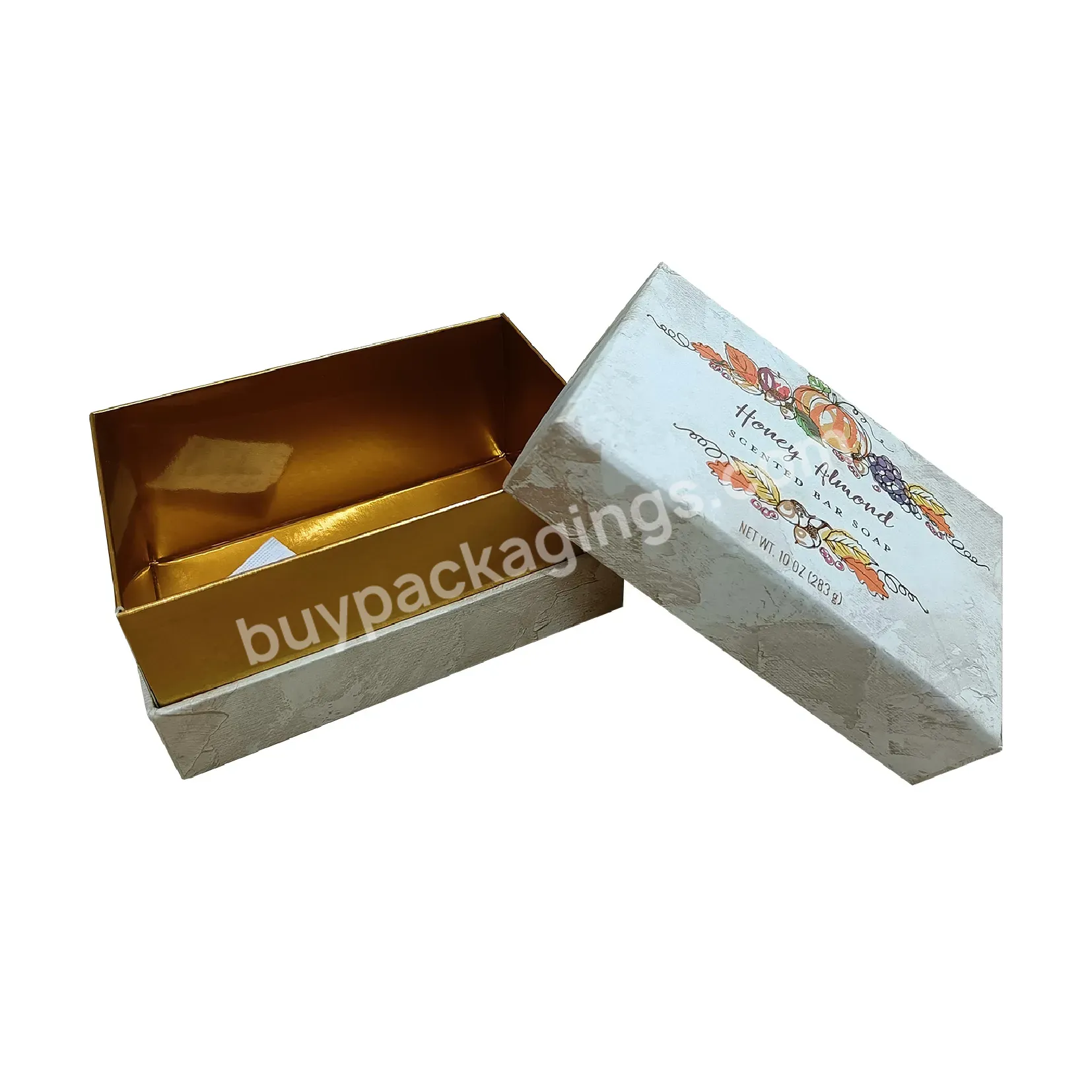 Factory Direct Sale Oem Custom Soaps Bottles Packing Gold Foil Print Lid & Base Box Packaging Cosmetic Paper Box