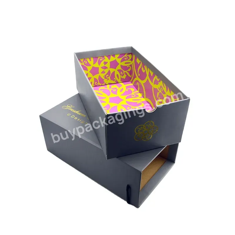 Factory Directly Custom Logo Corrugated Black Sliding Drawer Box Cosmetic Clothing Shipping Boxes Shoe Corrugated Cardboard Box