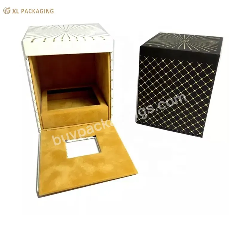 Factory Directly Soft Touch Full Gold Foil Paper Box Packaging Cosmetics Candle Gift Boxes With Velvet Tray
