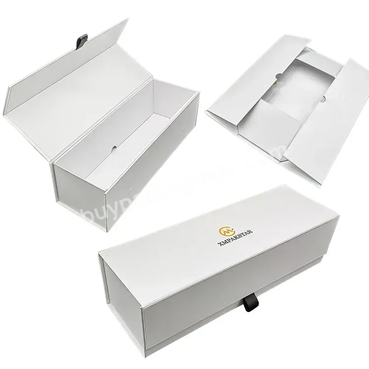 Factory Oem White Cardboard Rectangular Magnetic Folding Box Gift Packaging With Custom Logo