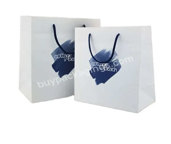 Factory Outlet Hot Sale White Paper Bag With Logo Black Hot Stamping