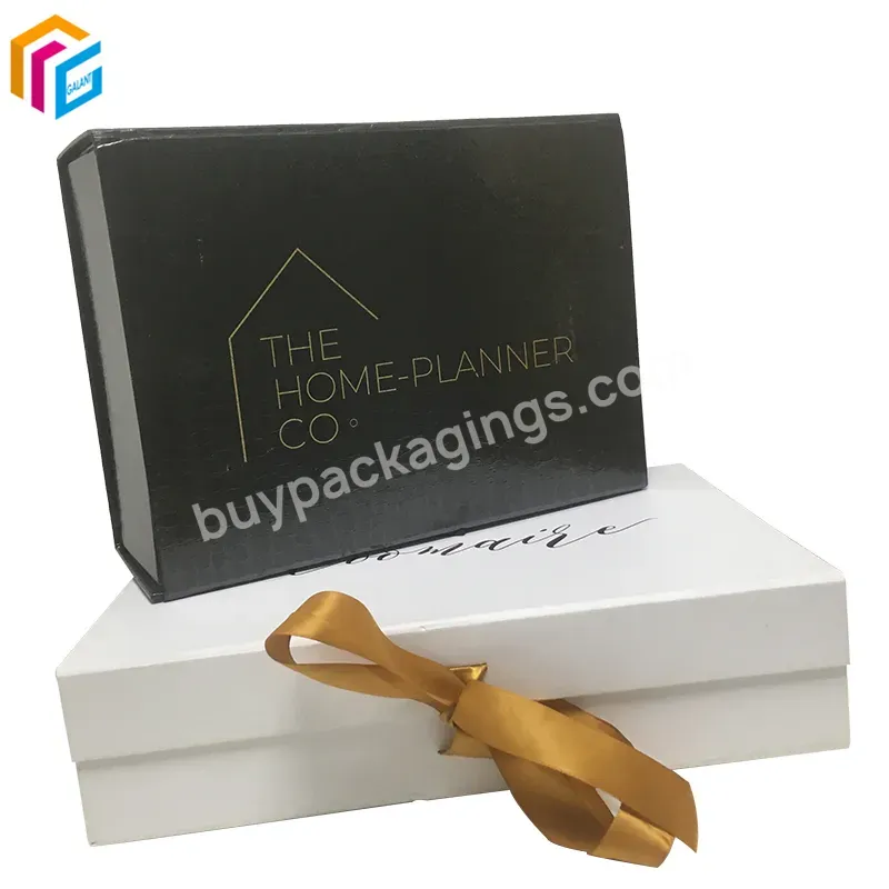 Factory Price Magnetic Boxes Apparel Packaging Foldable Black Magnetic Boxes Custom Luxury Large Magnetic Box With Ribbon