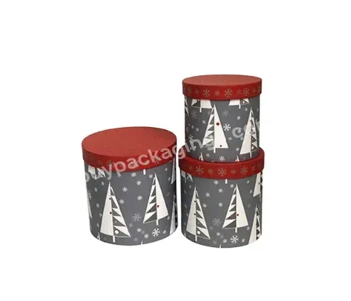 Factory Supply Stocked Antique Christmas Round Barrel Shape Paperboard Flower Gift Box Sets