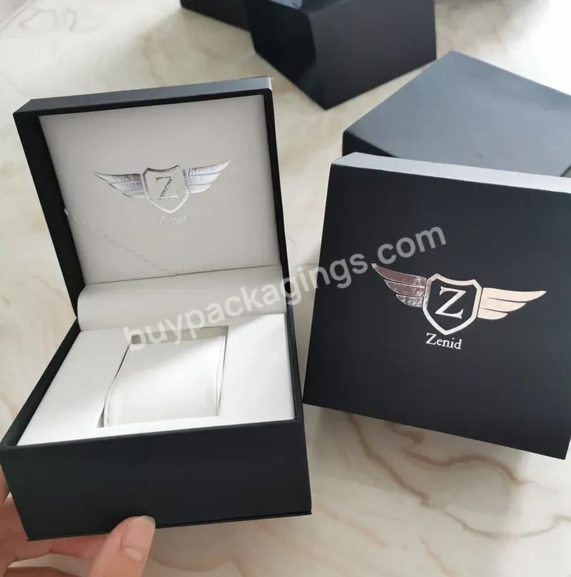 Factory Wholesale Custom Logo Watch Packaging Boxes High-end Black Paper Pu Leather Watch Box