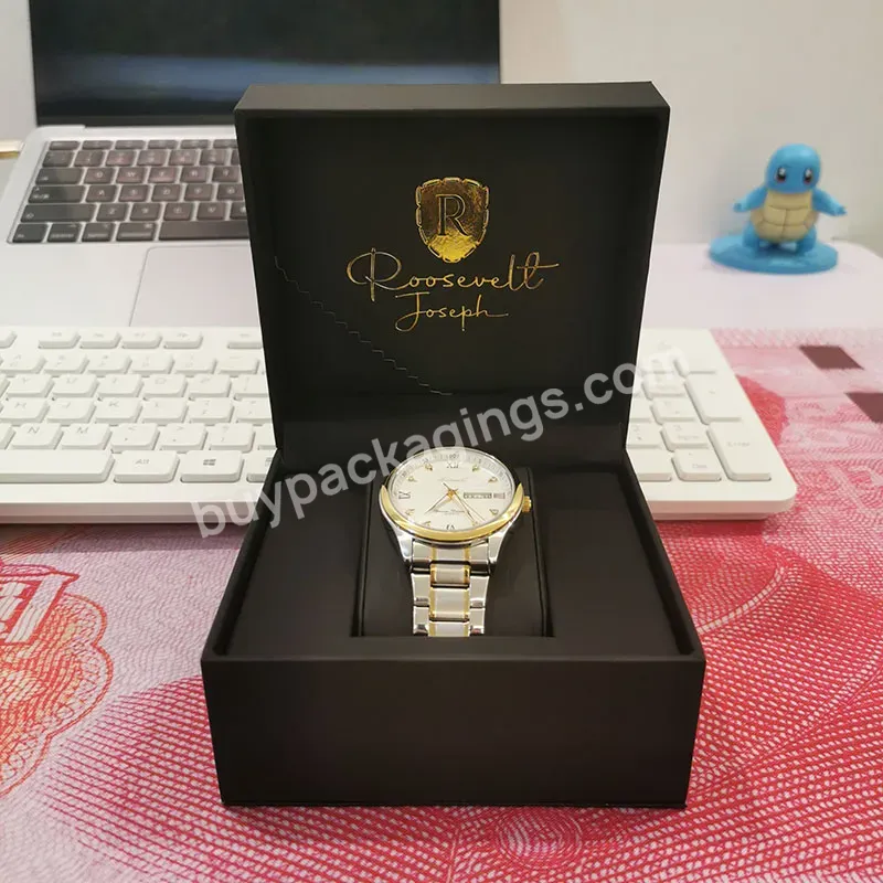 Factory Wholesale Custom Logo Watch Packaging Boxes High-end Black Paper Pu Leather Watch Box