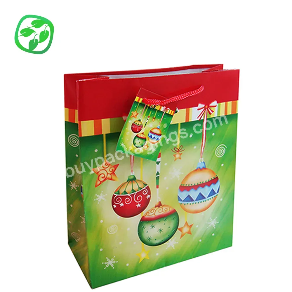 Factory Wholesale Holiday Gift Bags Christmas Gift With Tag Printed Custom Paper Packing Bags