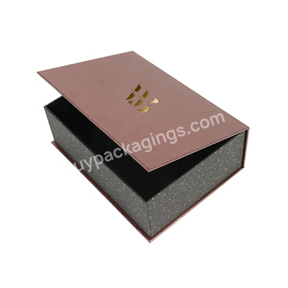 Fancy Design Brown Customized Size Magnetic Book Shaped Box For Perfume Packaging With Your Logo Printed With Ribbon