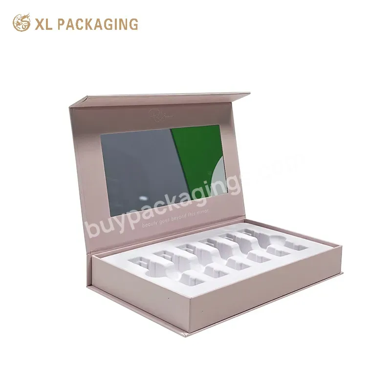 Flip Top Mirror Makeup Box Packaging Magnetic Closure Box Set Skin Care Packaging Custom Paper Board Paperboard