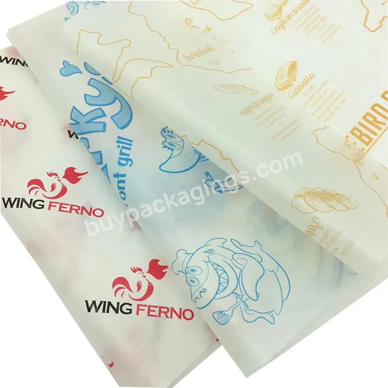 Food Grade Custom Printed Wrapping Paper Grease Proof Wax Paper For Packaging