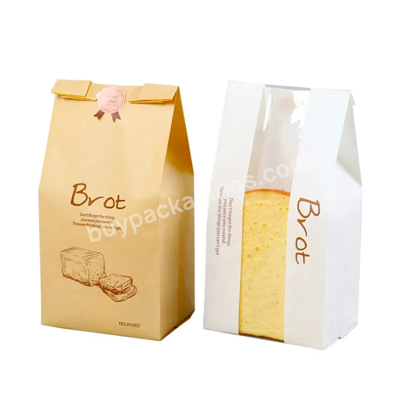 Food Packaging Kraft Bread Packing Paper Bag With Clear Window Paper Bag