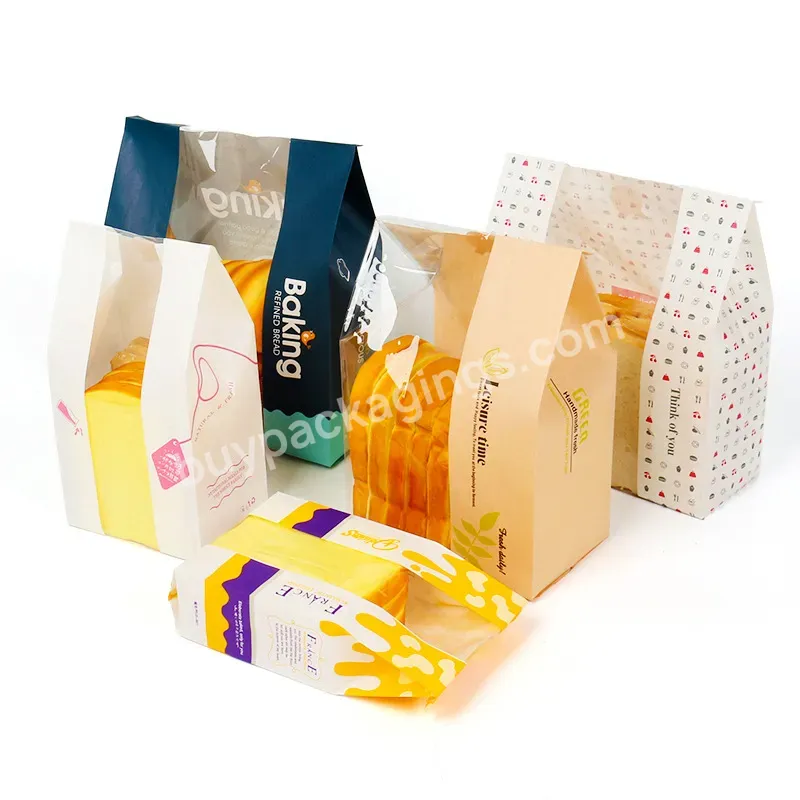 Food Packaging Kraft Bread Packing Paper Bag With Clear Window Paper Bag