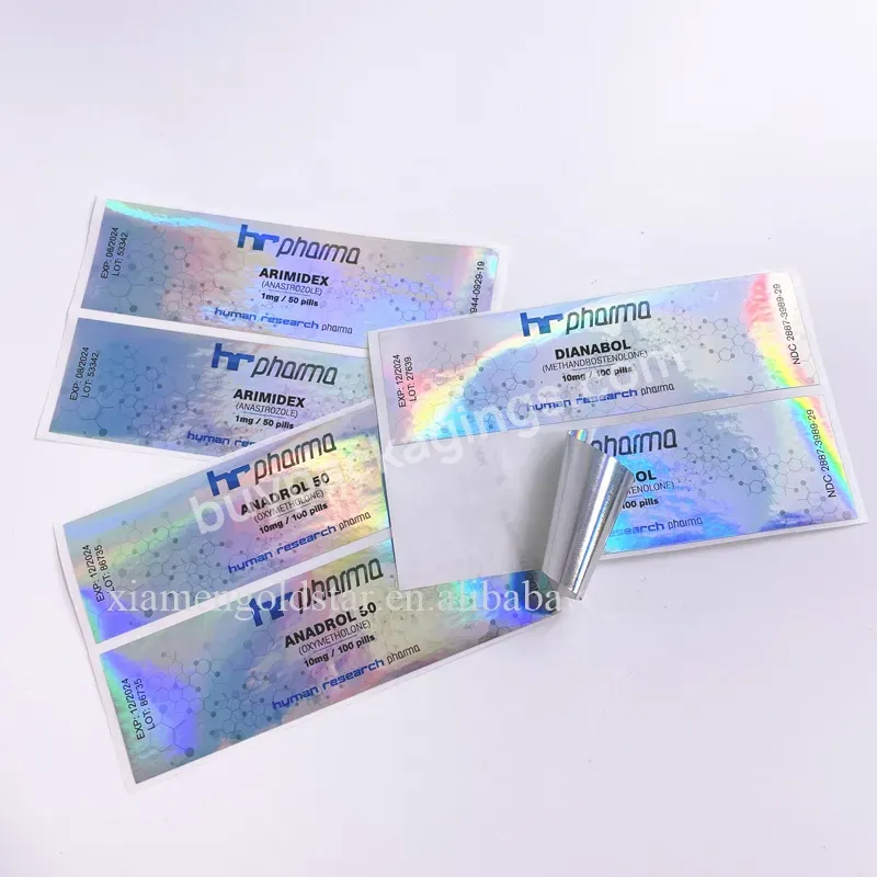 Free Design Custom Print Holographic Foil Capsule Labels Design Pill Bottles And Labels