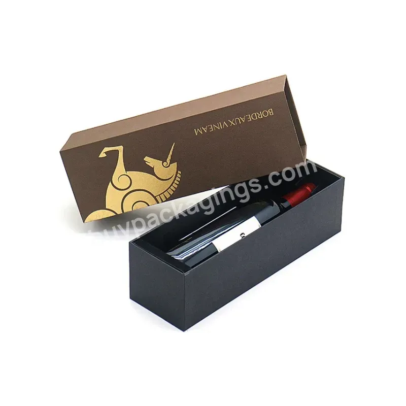 Free Design Packing Gift Whisky Champagne Paper Boxes Custom Logo Drawer Wine Gift Box