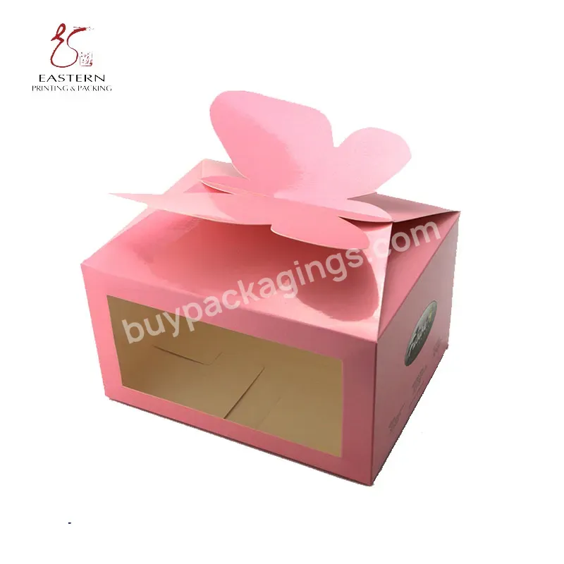 Free Design Printing Folding Eco-friendly Biodegradable Paper Muffin Cupcake Box Gift Box For Food Bakery Cake With Clear Window