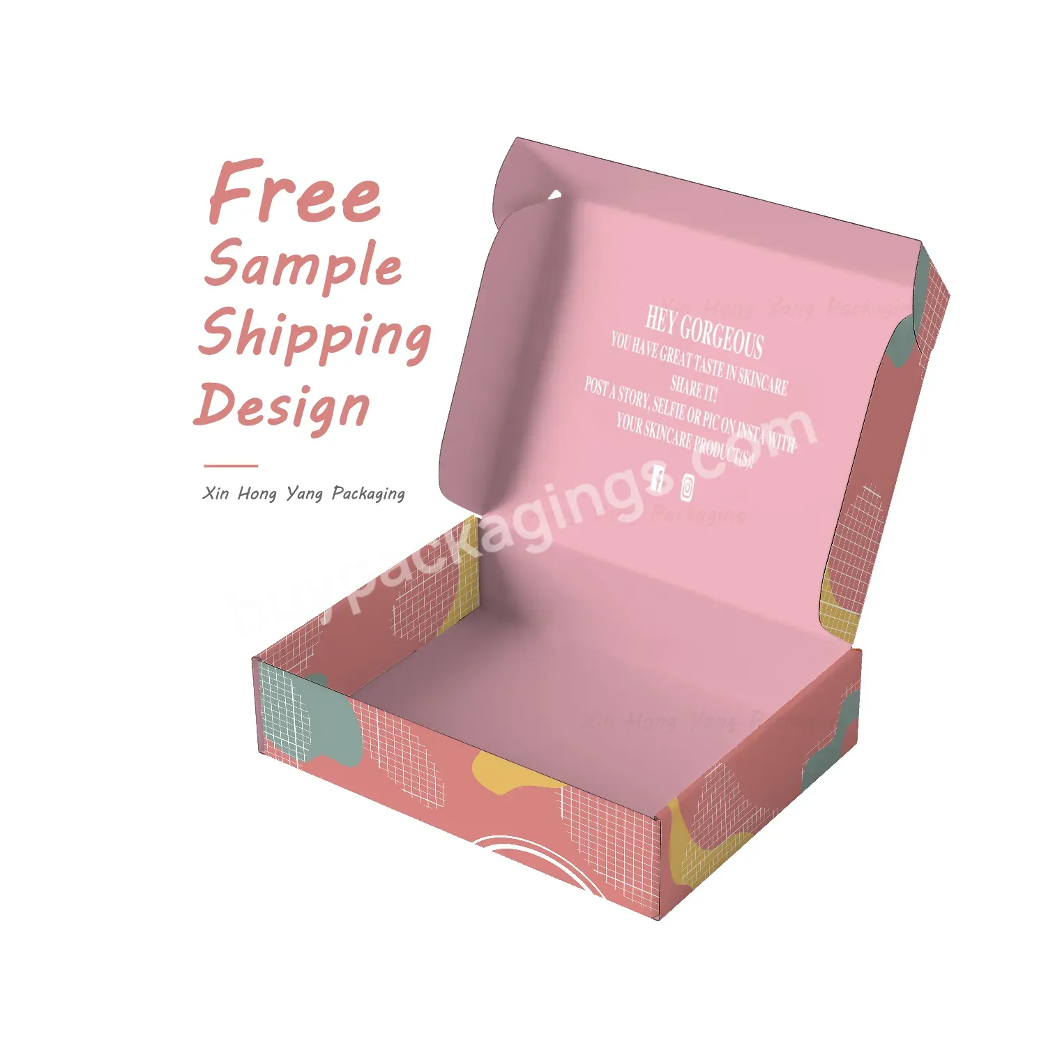 Free Sample Custom Logo Pink Shoe Packaging Corrugated Shipping Boxes