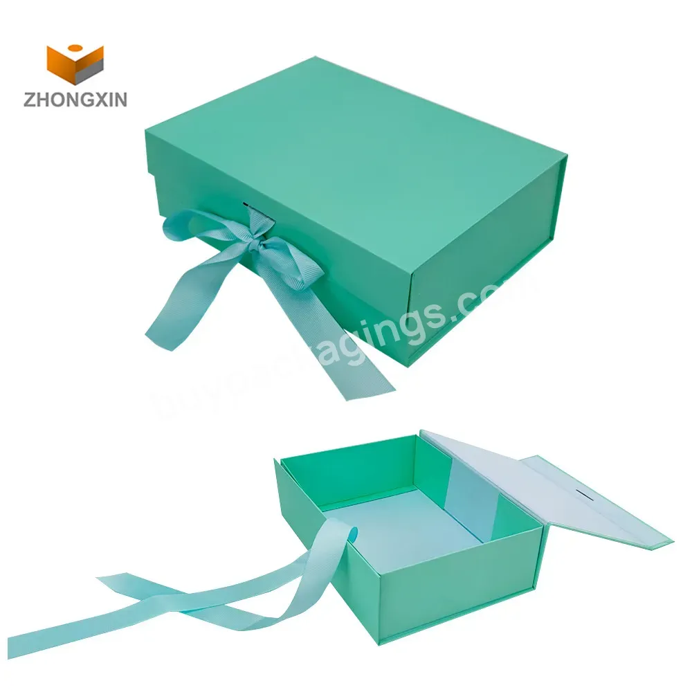 Gift Box With Changeable Ribbon And Magnetic Closure For Luxury Packaging Fold Sturdy Storage Box Gift Paper Box