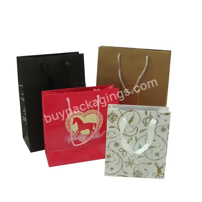 Gift Usage Logo Bag Black Art Paper Carrying Bag,Logo Paper Carrying Bag