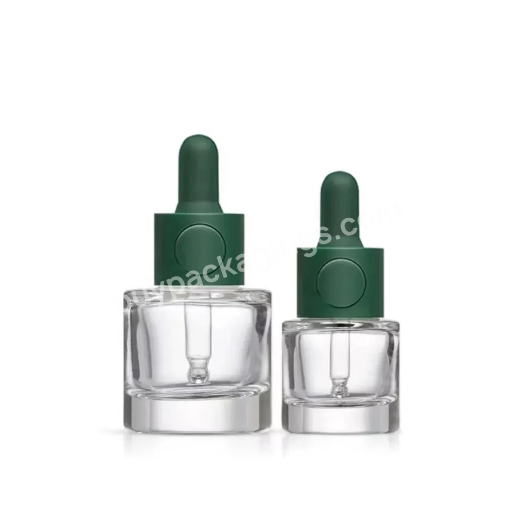 Glass Dropper Oil Packaging 15ml Frosted Glass Bottle Matte Green Dropper Thick Based Glass Rubber Lid For Essential Oil