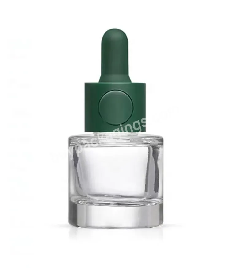 Glass Dropper Oil Packaging 15ml Frosted Glass Bottle Matte Green Dropper Thick Based Glass Rubber Lid For Essential Oil