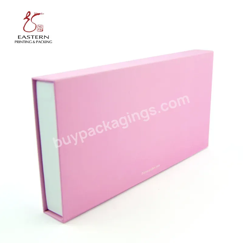 Glitter Luxury Pink Color Hot Stamping Foil Silver Logo Eyelash Vendor Customize Cosmetic Packaging Paper Box With Magnetic Lid