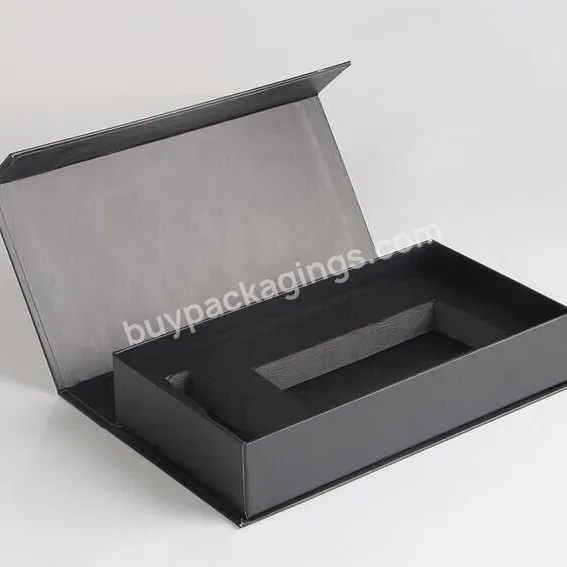 Glossy Custom Luxury Matt Printing Black Magnetic Package Paper Gift Box With Eva Insert For Cosmetic