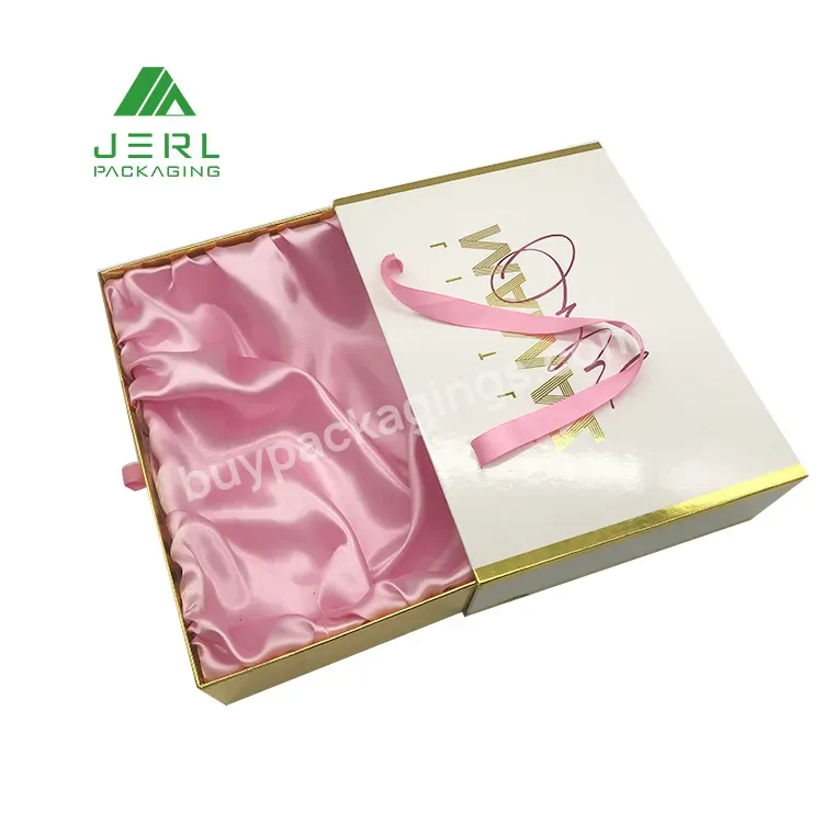 Gold Box Gift Box Cosmetic Clothing Drawer Packaging With Ribbon