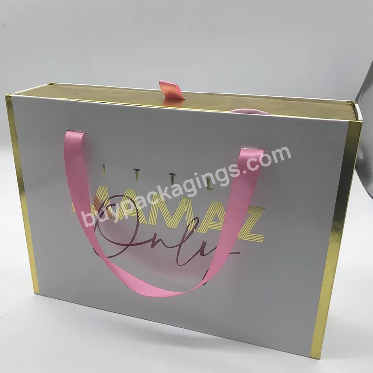 Gold Box Gift Box Cosmetic Clothing Drawer Packaging With Ribbon