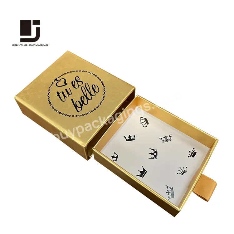 Gold Color Drawer Packaging Gift Box For Jewelry