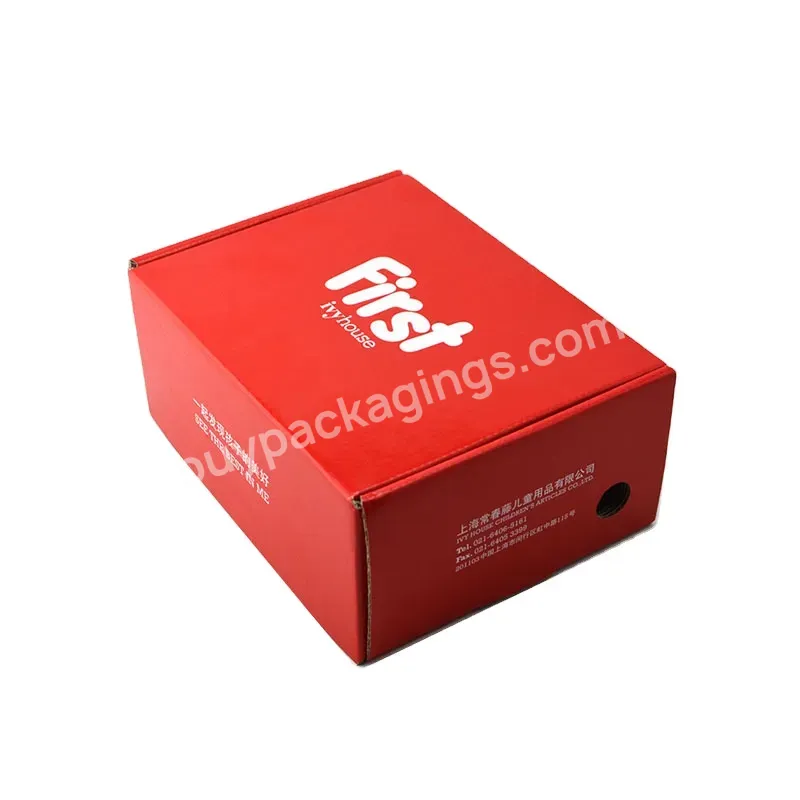 Good Quality Printing Red Color Corrugated Shoe Storage Packaging Boxes Custom Foldable Mailer Shoe Paper Box