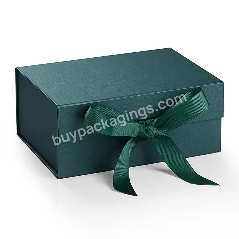 Graceful Heavy Duty Reusable Big Capacity Green Flap Magnetic Perfume Packaging Gift Box With Your Logo Printed