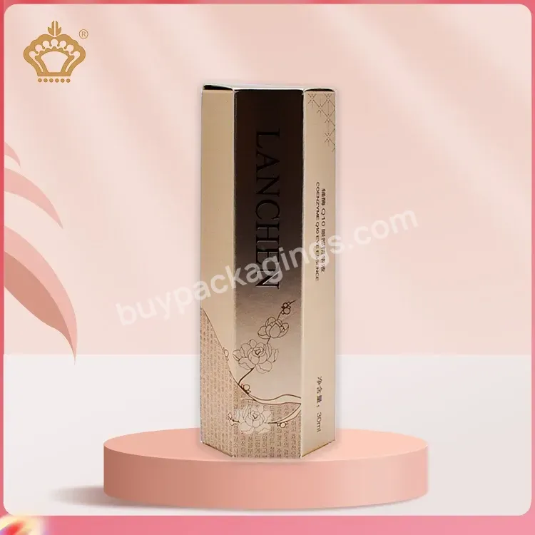 Guangdong Custom Logo Simple Sustainable Skin Care Tuck Gift Box Gold Tube Hexagon Paper Packaging Box For Skincare