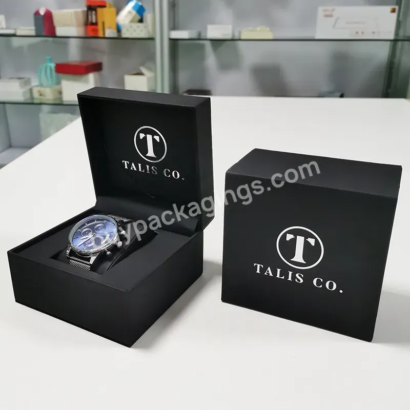 Guangzhou Hot Sale Luxury Watch Packaging Box Golden Pu Leather Wooden Watch Box Custom Logo