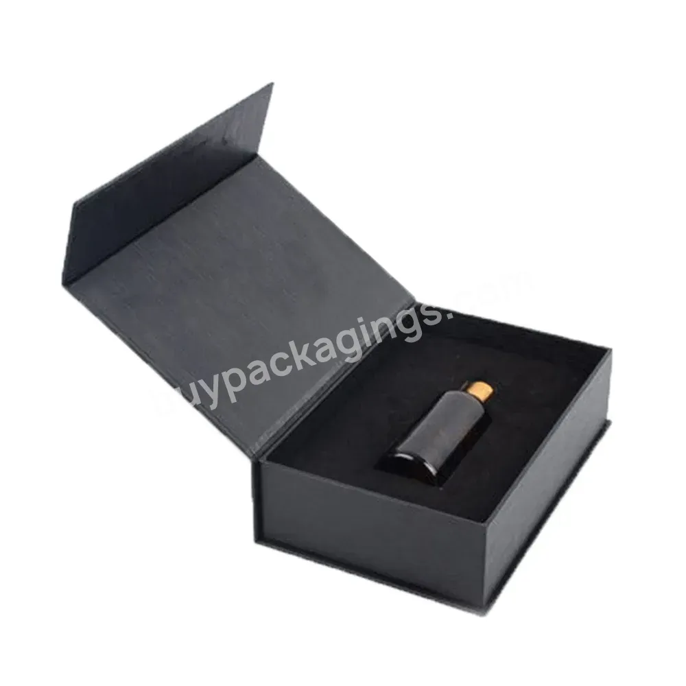 Hair Oil Shipping Box Single 10 Ml Essential Oil Box Black Cardboard Magnetic Packaging Box
