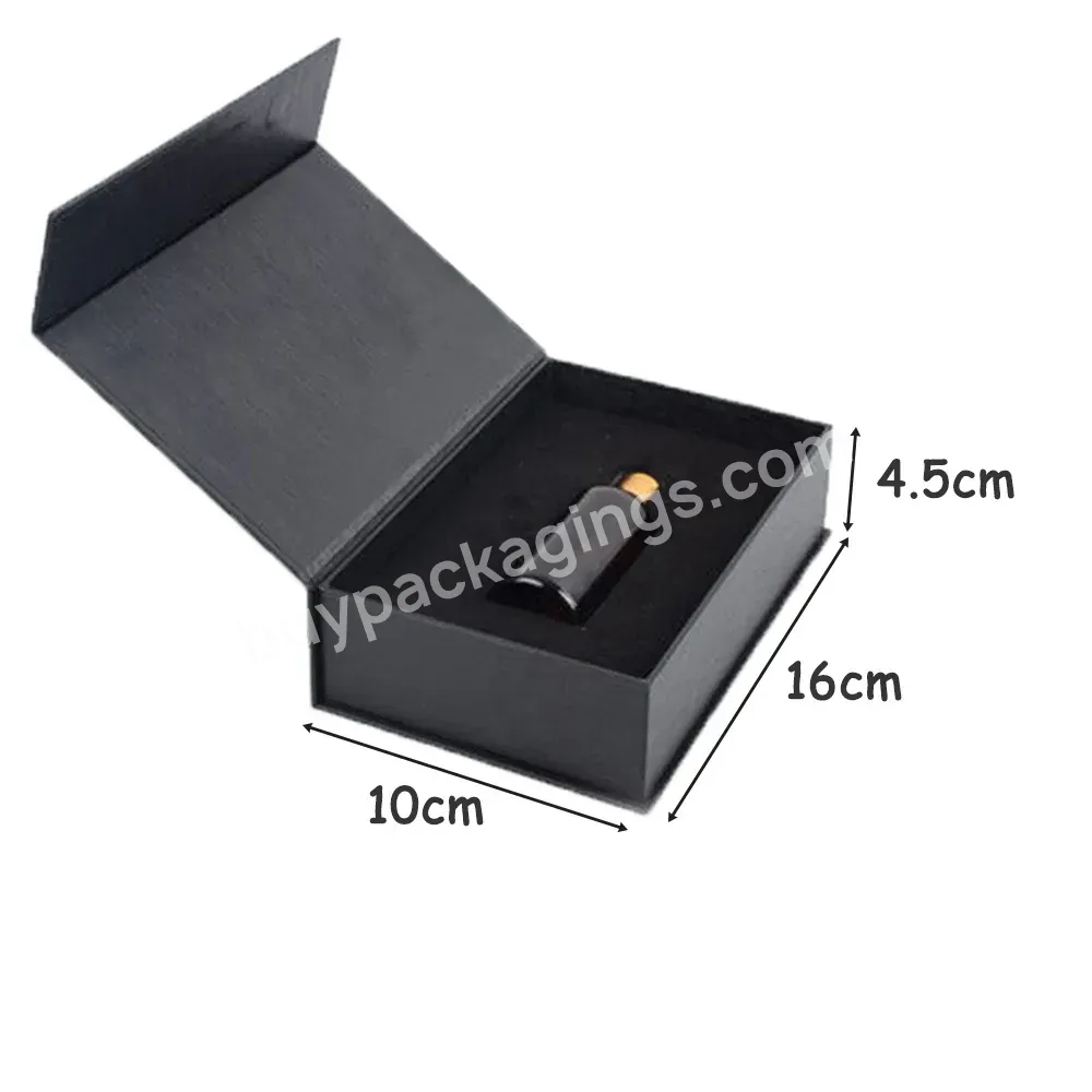 Hair Oil Shipping Box Single 10 Ml Essential Oil Box Black Cardboard Magnetic Packaging Box