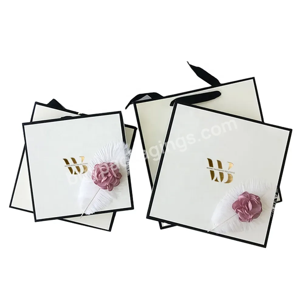 Handmade Elegant Foldable Magnetic Gift Box With Magnetic Closure For Flowers Packaging With Ribbon Handles
