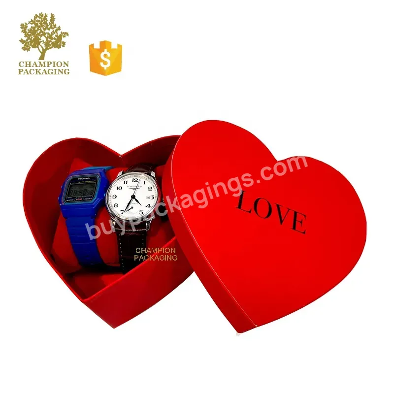 Handmade Luxury Heart Shape Paper Gift Box With Pillow For Watch