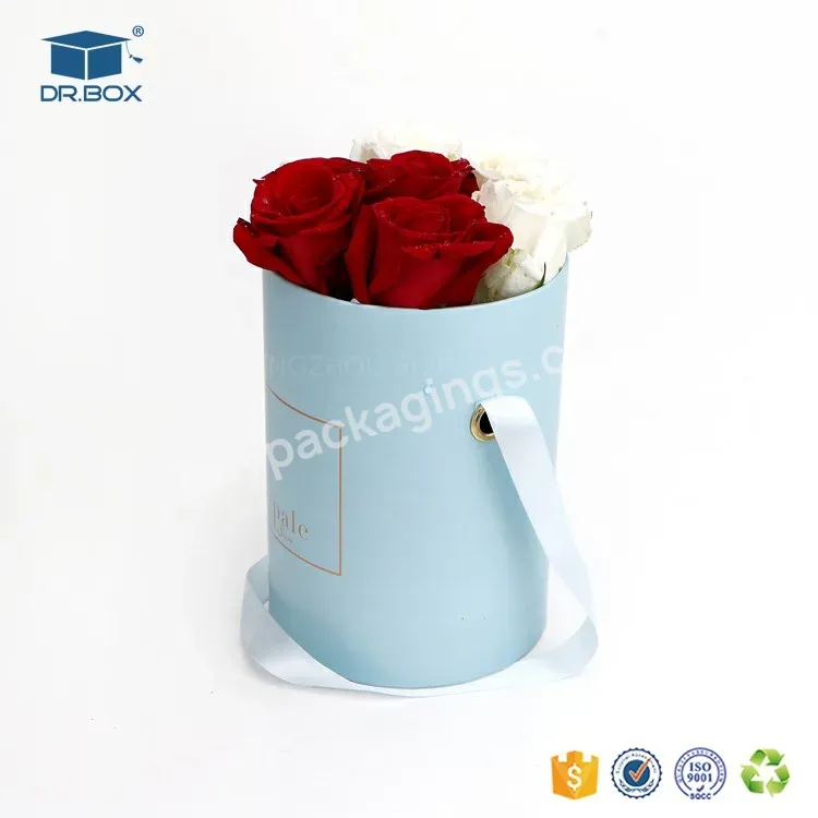 Hat Boxes Round Floral Flower Packaging Paper Bag Gift Storage Box Snacks Candy Packaging Box With Lid Lanyard