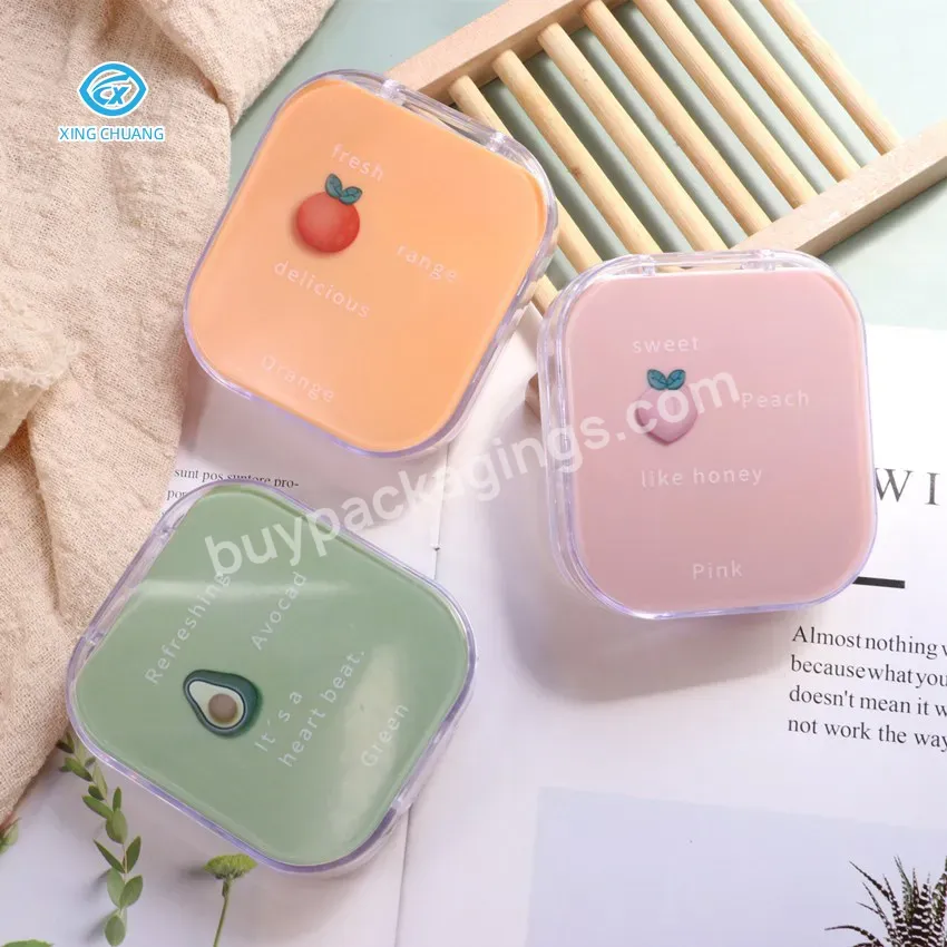 High Appearance Level Green Avocado Contact Lens Case With Cute Pattern High Quality Plastic Storage Box Can Be Folded