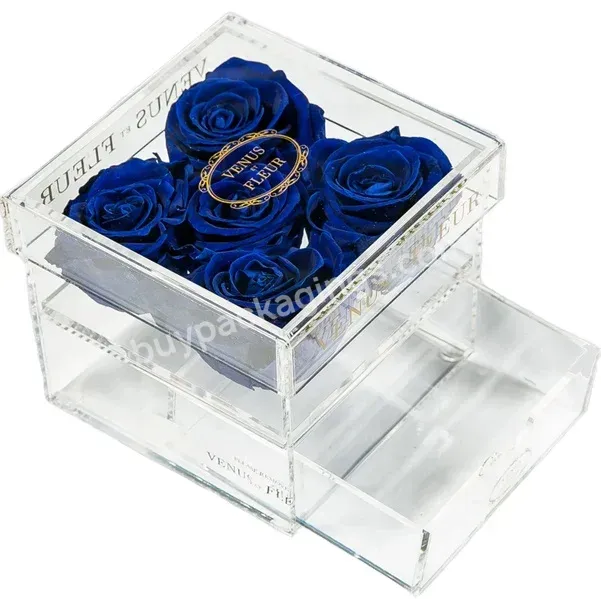 High-end Jewelry Box With Flower Transparent Acrylic Flower Box With Drawer For Wedding - Buy Acrylic Flower Box With Drawer,High-end Flower Box For Wedding,Jewelry Box Flower.