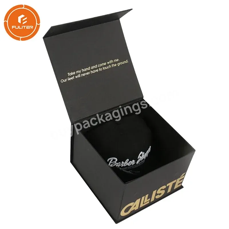High End Luxury Hat Case Black Printed Baseball Cap Gift Packaging Box For Caps
