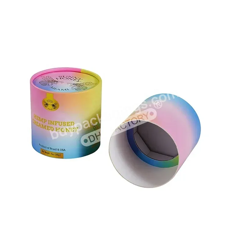 High-end Popular Custom Cmyk Printing Brand Logo Honey Bottle Glasses Jar Round Cylinder Cardboard Paper Tubes Packaging Boxes