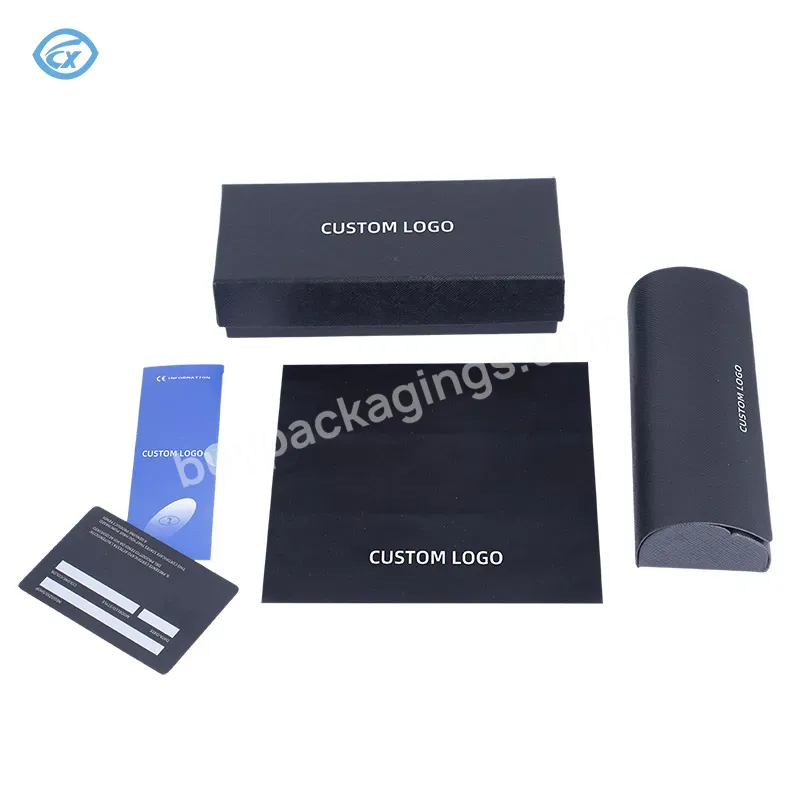 High Grade Black Light Luxury Glasses Suit Box Gift Boxes Sunglasses Case Glasses Case Set - Buy Pu Leather Sunglasses Case Set White Eyewear Paper Case Box Glasses Cloth Glasses Protection Set,Popular White Foldable Triangle Glasses Box Custom Logo