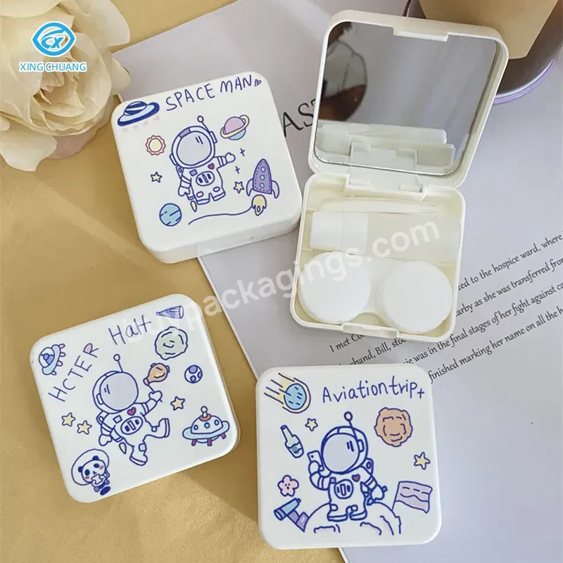 High Quality Astronaut Cute Graffiti Shadow Glasses Box Square Simple Easy To Carry Girls Customized Logo Sunglasses Case